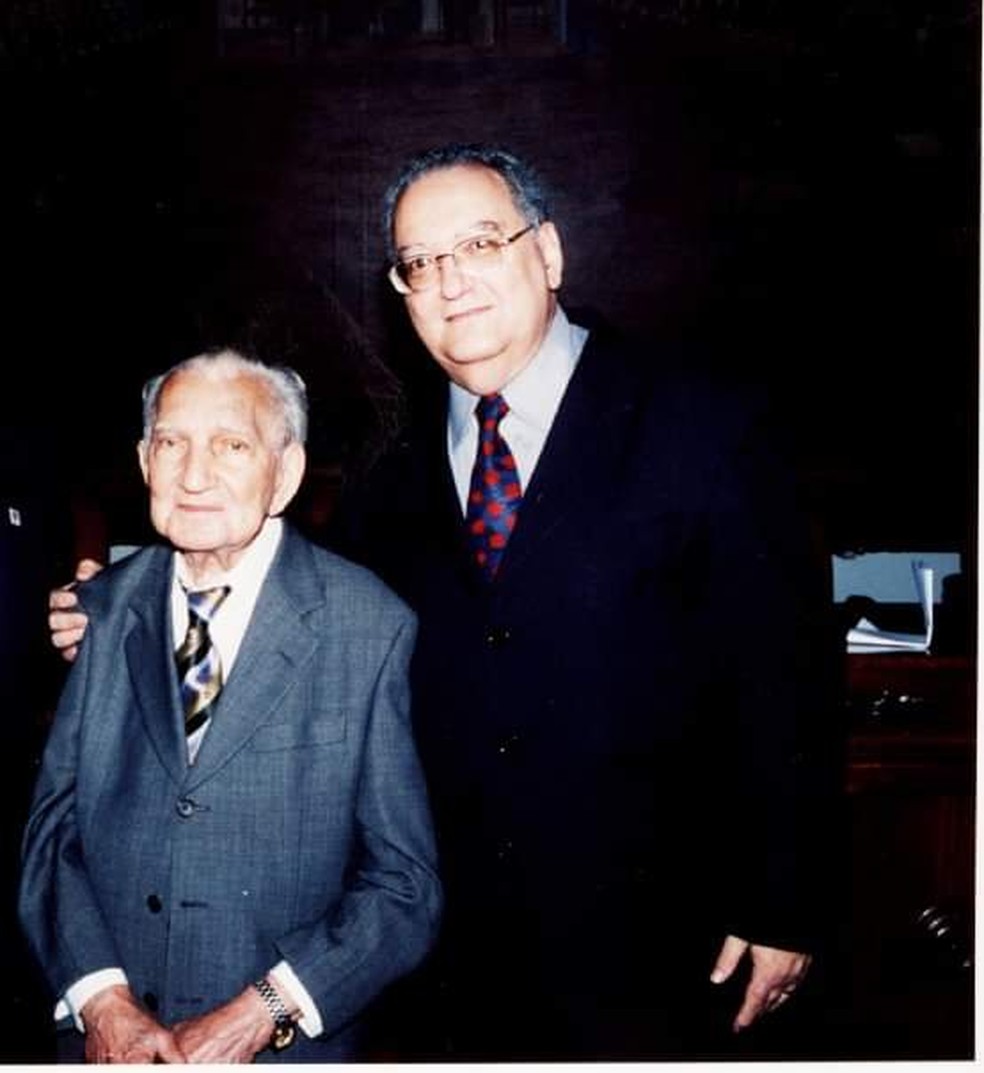 Wilson Fonseca (Maestro Isoca) e seu filho Vicente Malheiros da Fonseca — Foto: Vicente Malheiros/Arquivo Pessoal