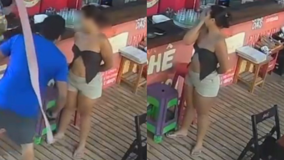 Garçonete denuncia ter sido cuspida por cliente em restaurante no litoral do PI — Foto: Reprodução / Câmera de segurança