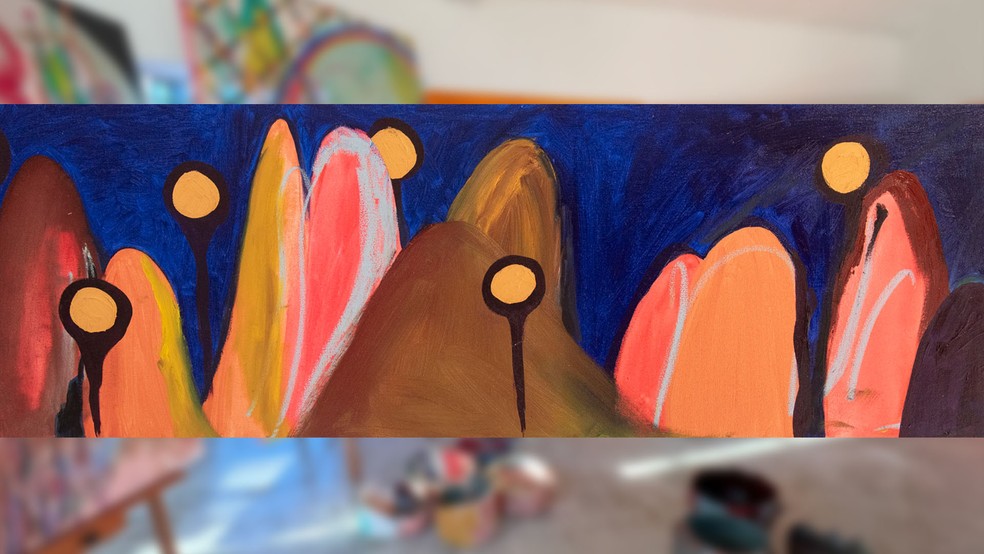 Obra 'Montes de Noitinha', presente na exposição de Renata Egreja, de Ipaussu (SP), em cartaz em São Paulo — Foto: Renata Egreja/Arquivo pessoal