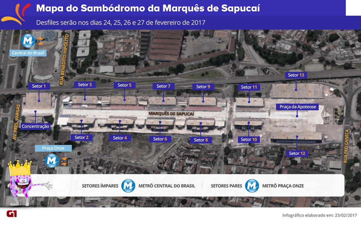 Vai para a Sapucaí? Veja o mapa do Sambódromo e saiba como chegar ...
