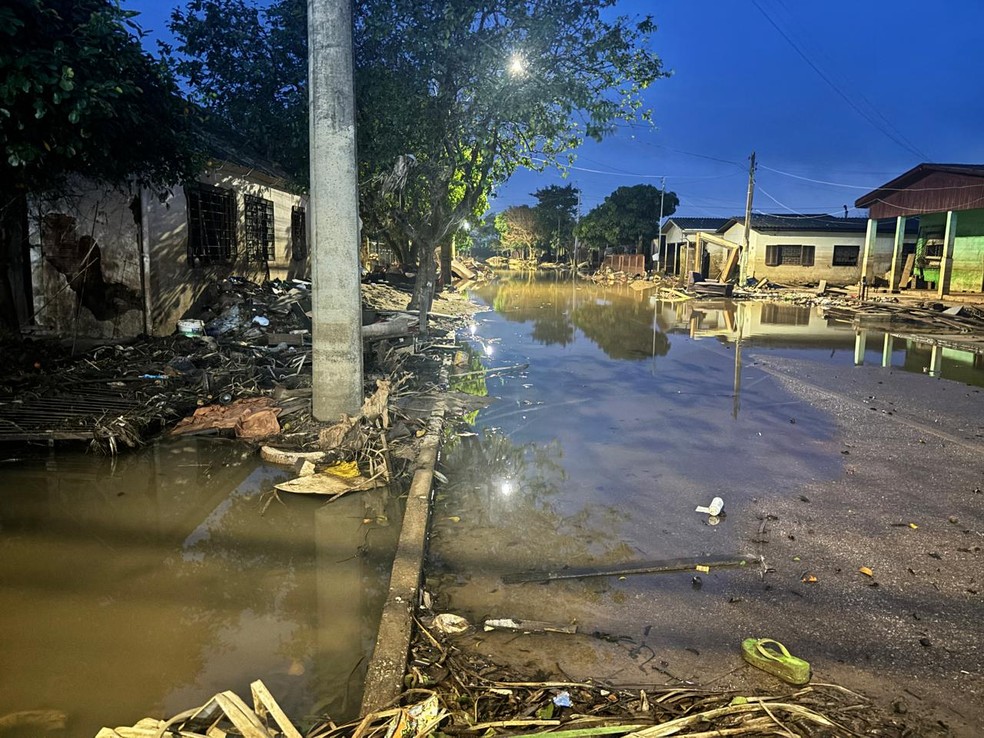 Ruas de Eldorado do Sul voltam a alagar em 24/06/2024  Foto: Mary Silva/RBS TV