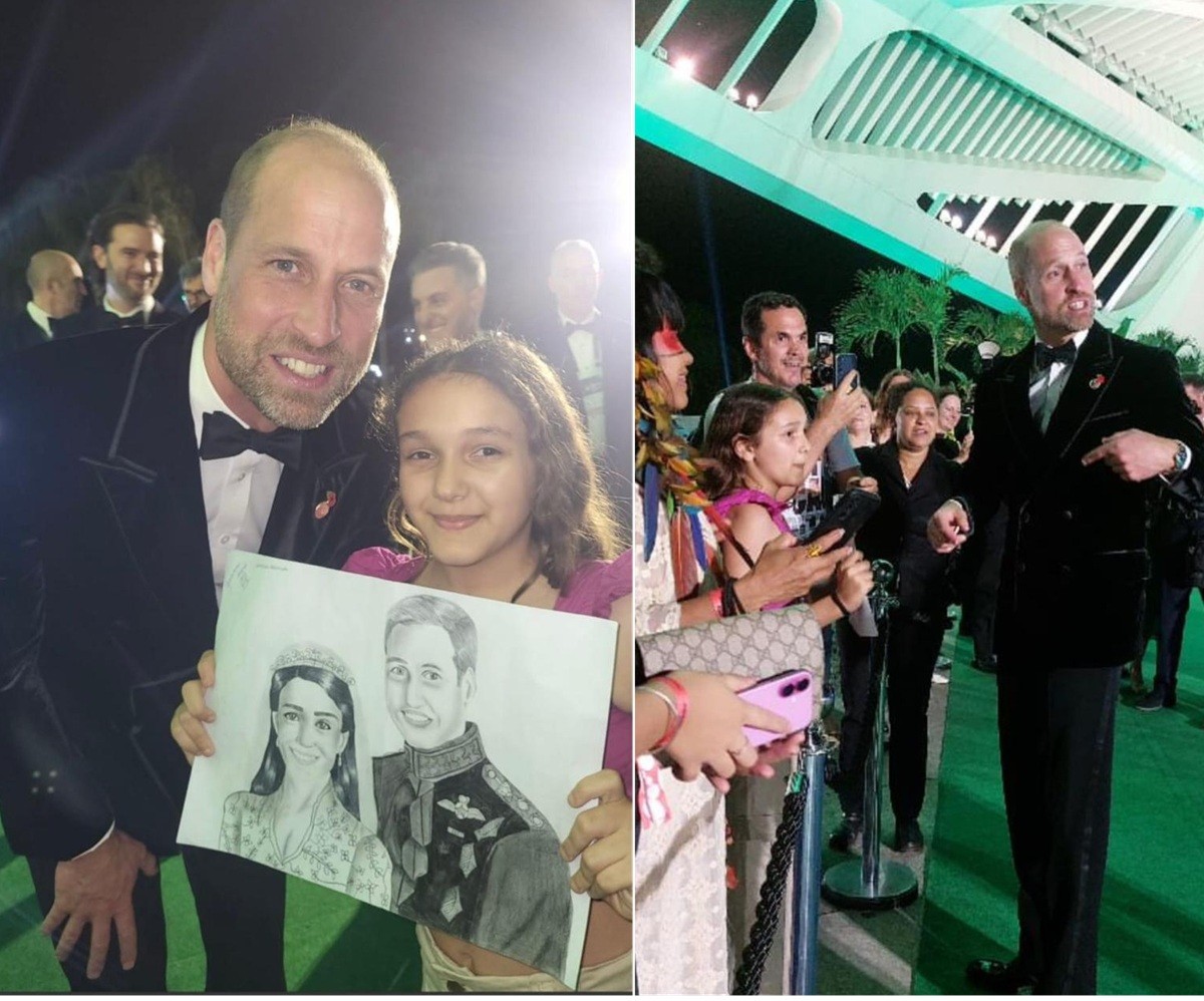 Menina de 13 anos moradora de Iguaba Grande entrega desenho ao príncipe William durante evento no Rio