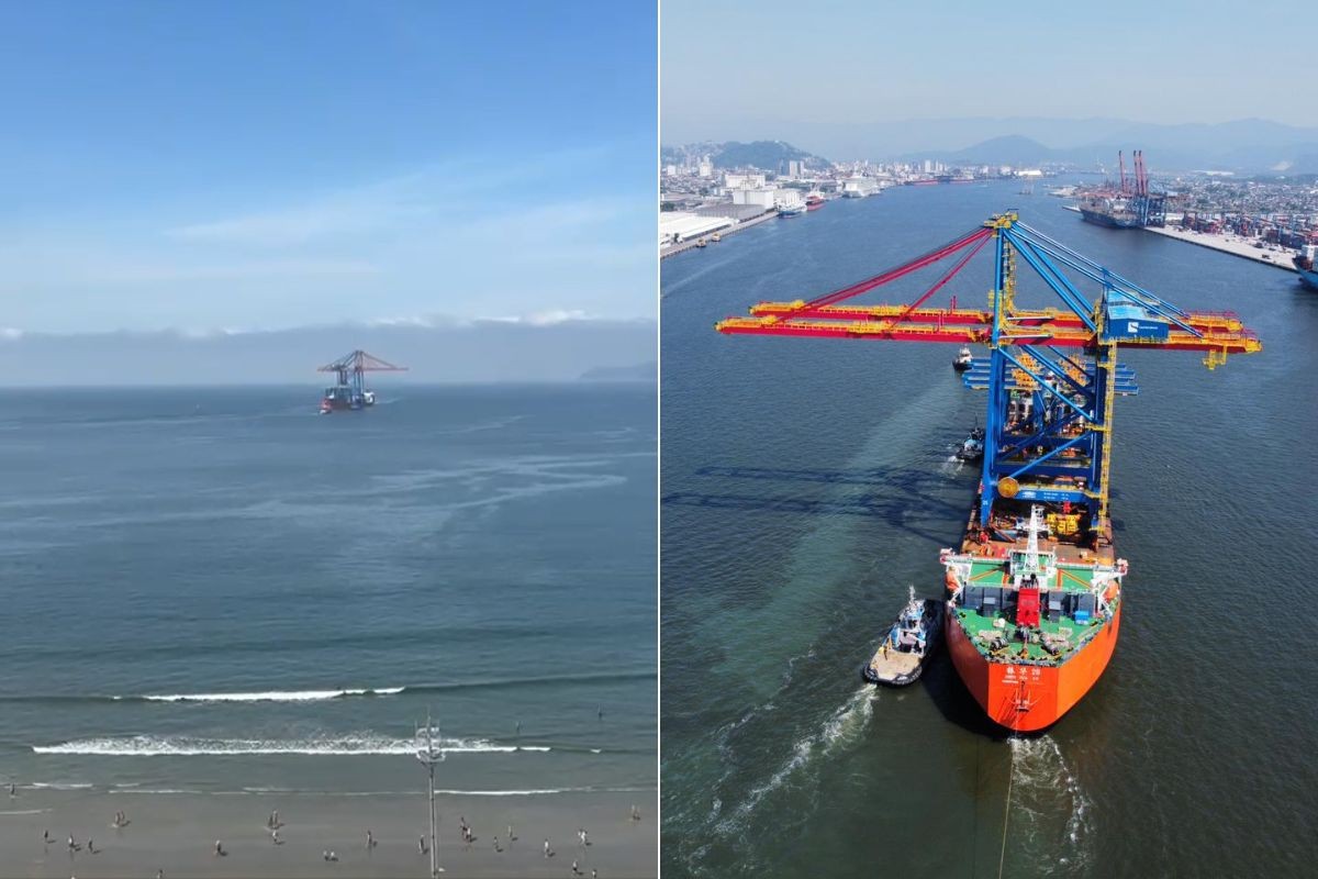 Navio com estrutura gigantesca em alto-mar chama atenção de moradores e promete modernizar o Porto de Santos; entenda