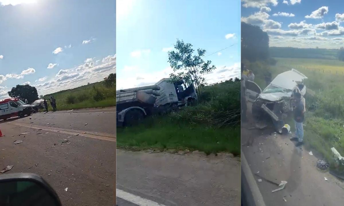 Colisão entre carreta carregada com postes e caminhonete deixa uma pessoa morta na Bahia