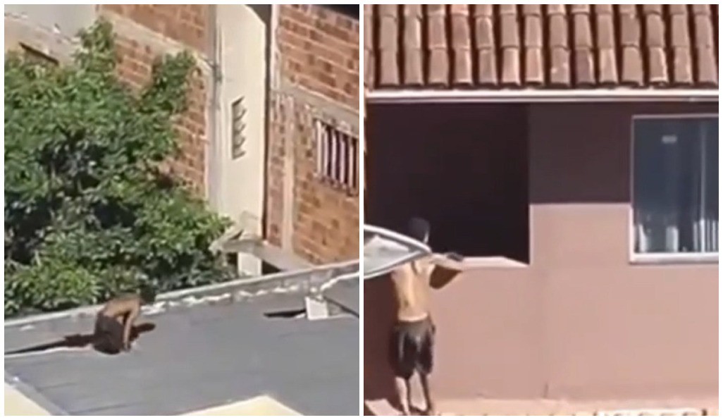 VÍDEO: Foragido da justiça pula telhados de casas em Governador Valadares para tentar fugir da PM