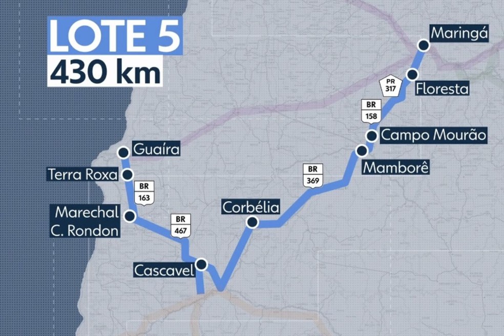 Pedágios do Lote 5 das rodovias do Paraná. — Foto: Artes/RPC