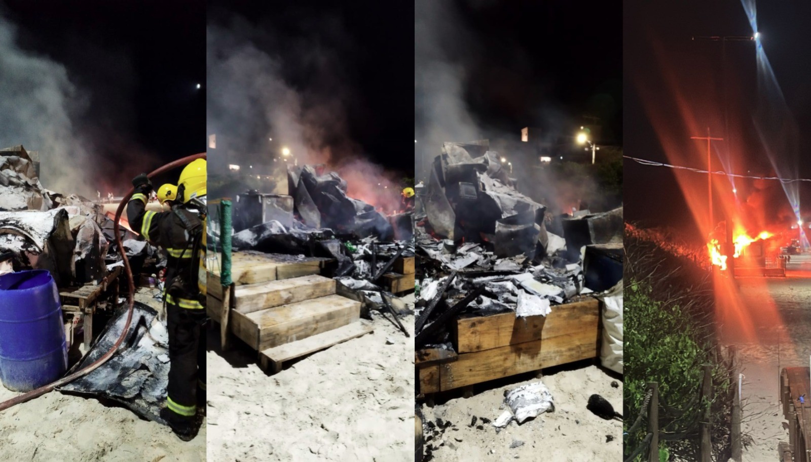 Incêndio destrói quiosque após energia elétrica ser restabelecida em praia de SC