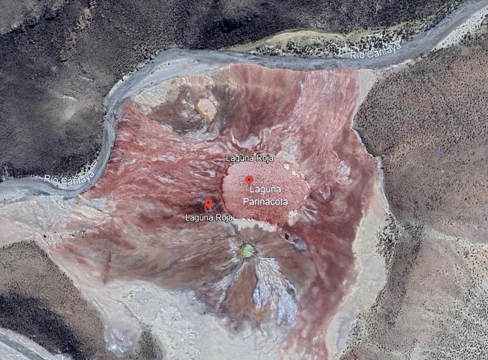 Foto de satélite da Laguna Roja, Chile — Foto: Google Earth
