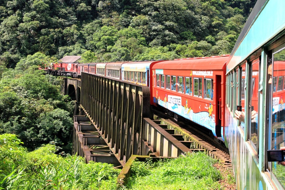 Passeio de trem Curitiba-Litoral — Foto: Reprodução/Serra Verde Express