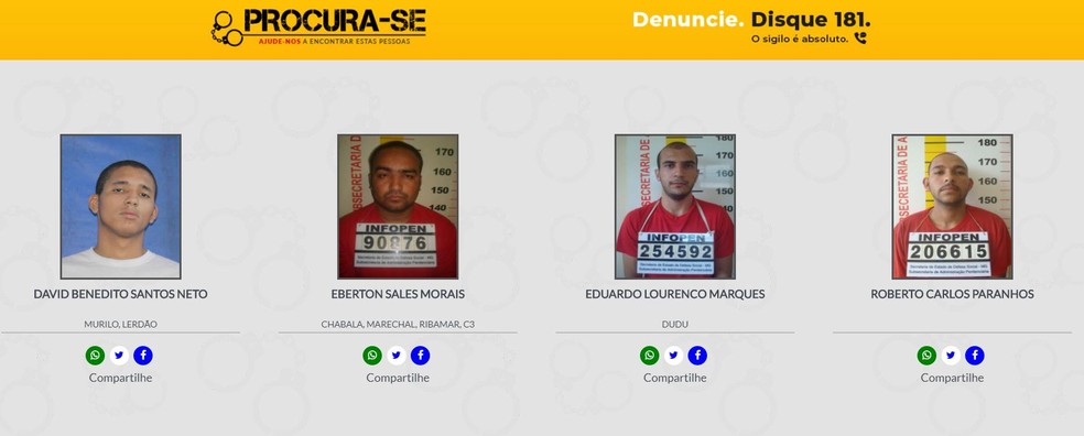 Lista de criminosos mais procurados de Minas Gerais — Foto: Reprodução/Procura-se