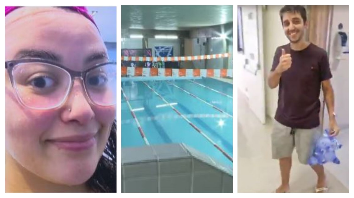 VÍDEO: Marido de mulher que morreu após aula de natação em academia deixa hospital: 'Obrigado pra todo mundo que torceu'