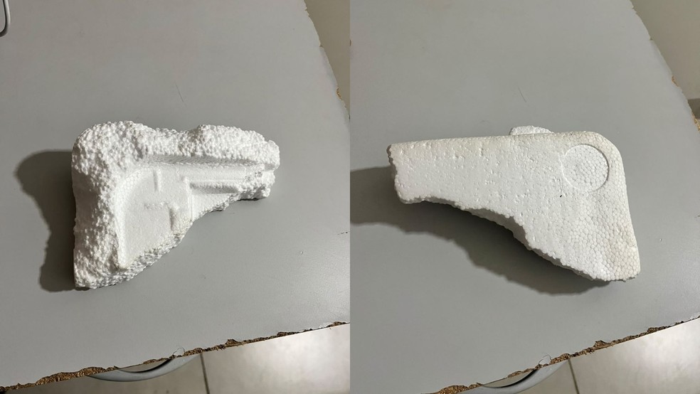 1 de 1
Arma de isopor; homem preso por tentar roubar carro em Jo&atilde;o Pinheiro &mdash; Foto: Cedidas/JP Agora