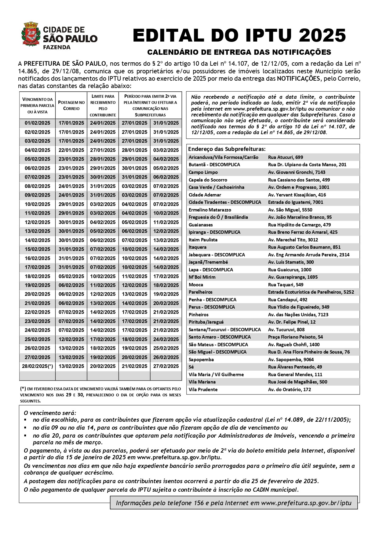 IPTU 2025: Prefeitura de SP divulga calendário de pagamento do imposto; primeira parcela vence em 1º de fevereiro; confira