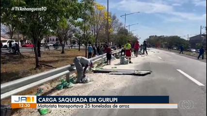 Carga com 25 toneladas de arroz é saqueada após acidente de trânsito em Gurupi