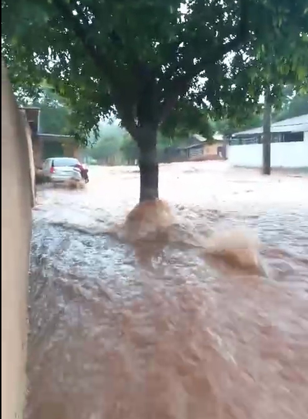 Temporal alagas ruas e casas em São João do Caiuá — Foto: Reprodução