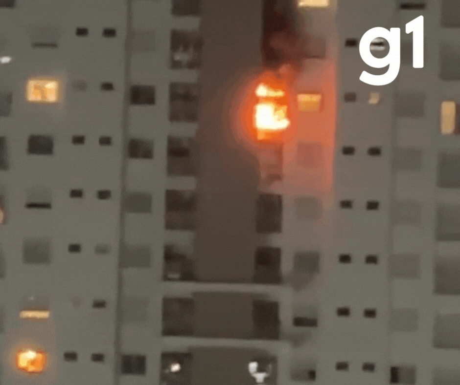 VÍDEO: incêndio atinge apartamento no 12º andar de prédio em Cuiabá