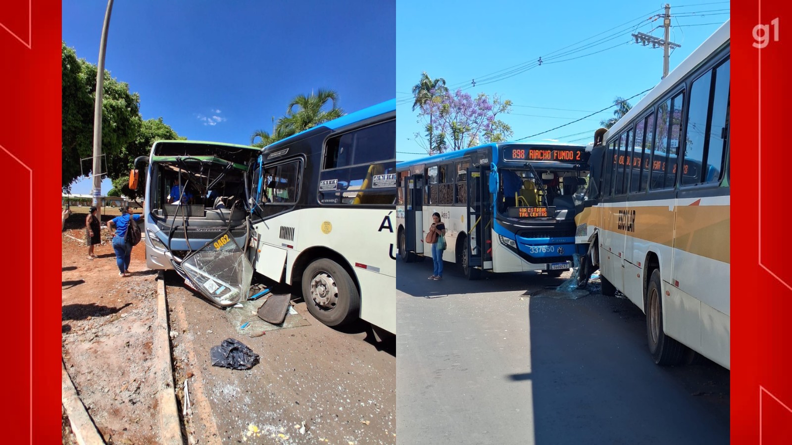 Colisão entre ônibus escolar e coletivo deixa quatro feridos no DF