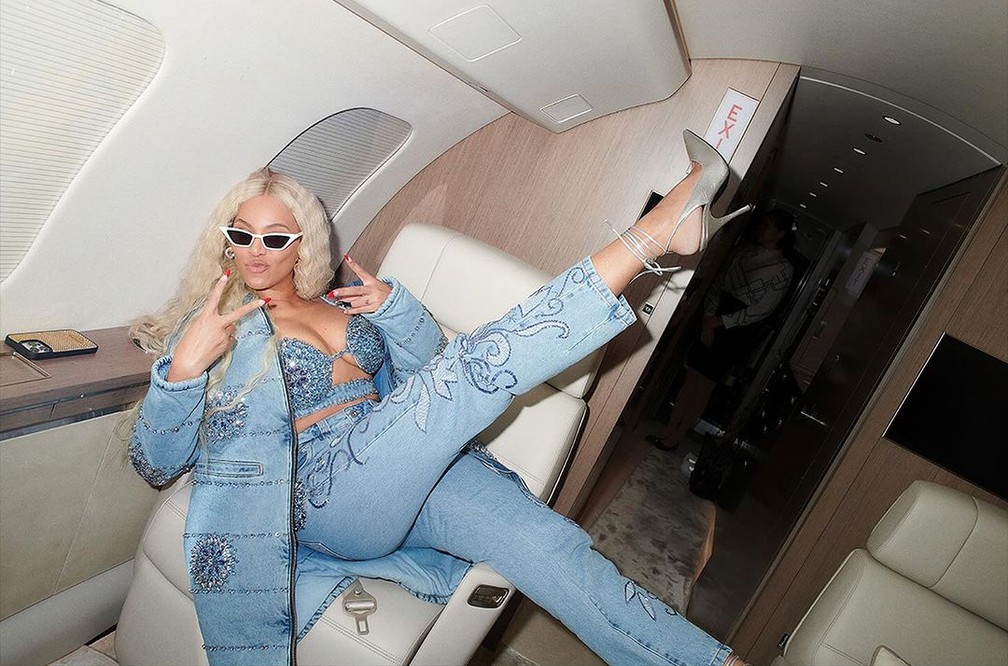 Beyoncé durante sua passagem relâmpago pela Bahia, em 2023 — Foto: Reprodução/Redes Sociais