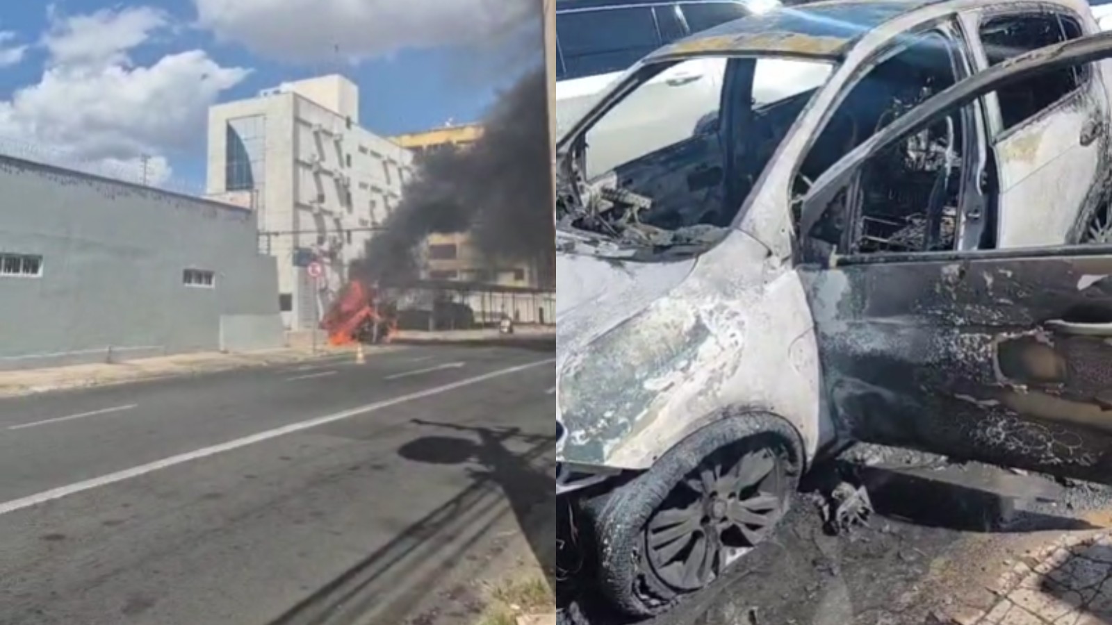 Carro pega fogo e fica destruído no Centro de Teresina; 2º caso em menos de 10 horas