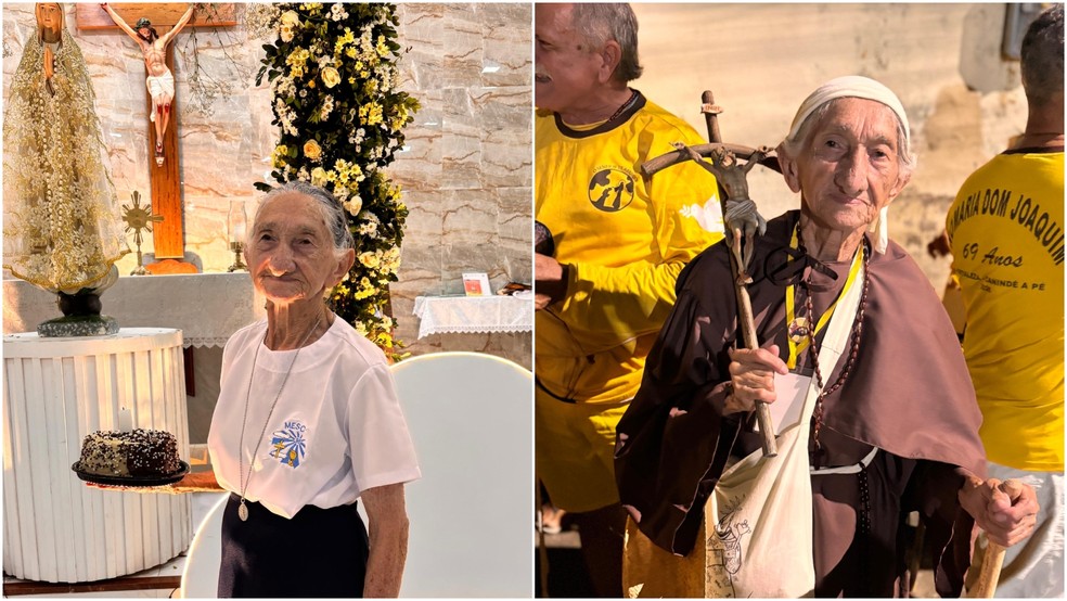 Lourdes Nascimento é ministra da eucaristia e faz a romaria a pé de Fortaleza a Canindé todos os anos — Foto: Arquivo Pessoal