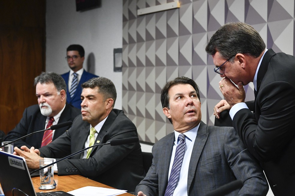 Sessão da CPI dos Atos Golpistas para ouvir o sargento Luís Marcos dos Reis, ex-assessor de Bolsonaro — Foto: Geraldo Magela/Agência Senado