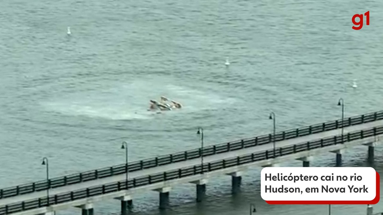 Helicóptero cai no rio Hudson, em Nova York; não há informação sobre vítimas