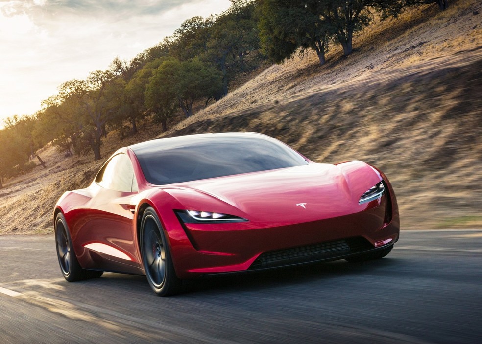Protótipo do novo Tesla Roadster foi mostrado em 2017. — Foto: Divulgação / Tesla
