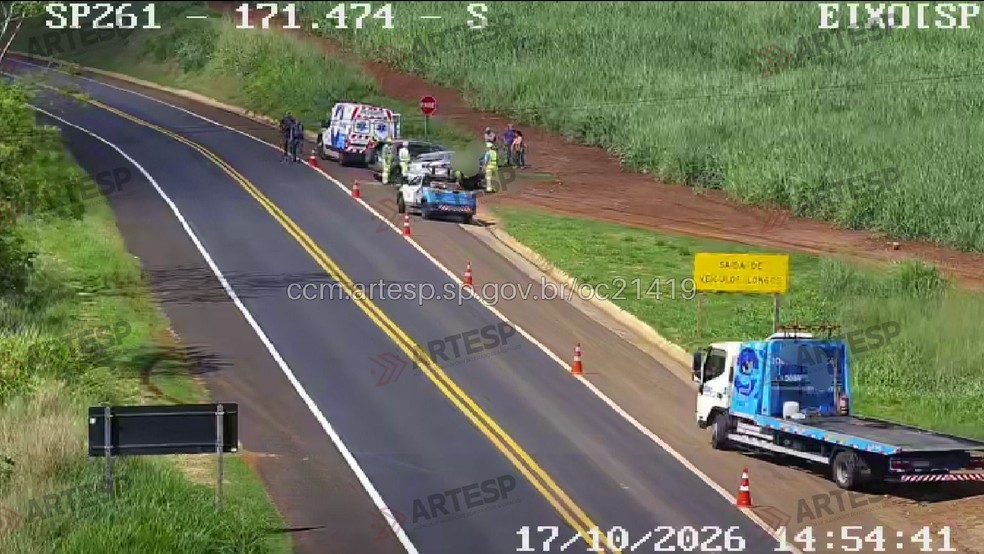 2 de 2
Segundo o CCO da concession&aacute;ria Eixo SP, batida em rodovia de Borac&eacute;ia (SP) foi frontal e ocorreu no km 172, em &aacute;rea de pista simples &mdash; Foto: Portal CCM &mdash; ARTESP (ccm.artesp.sp.gov.br)
