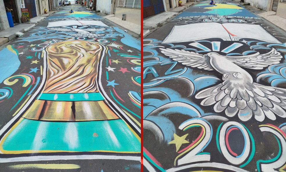 Segundo o morador Fl&aacute;vio Melo, a ideia partiu de artistas do bairro que decidiram utilizar materiais &mdash; Foto: Arquivo Pessoal