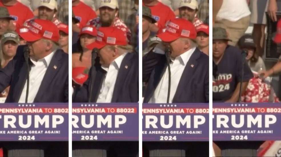 Donald Trump sofre atentado em comício na Pensilvânia — Foto: AP