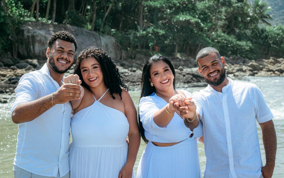 Os noivos fizeram fotos pré casamento juntos em Santos, SP — Foto: Arquivo Pessoal