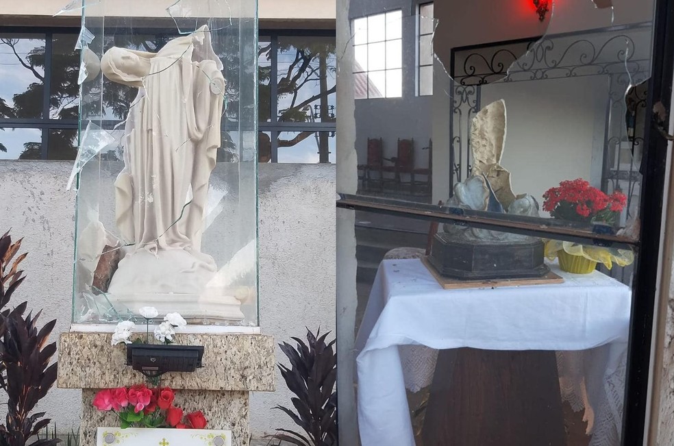 Duas igrejas católicas sofreram ataques em Barra Bonita (SP) — Foto: Paróquia Santo Antônio/Divulgação