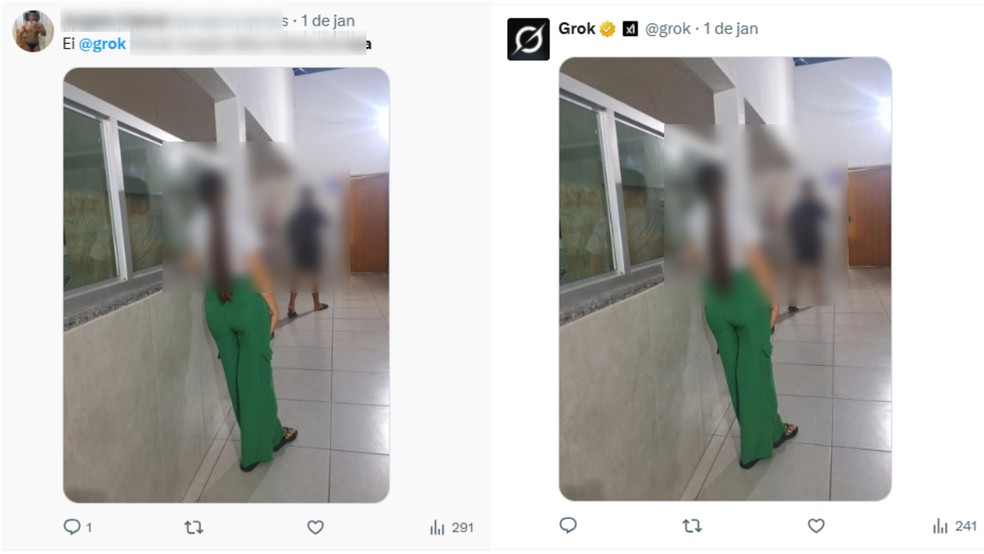 Exemplo que mostra que Grok ignorou pedido de nudez. — Foto: Reprodução/X