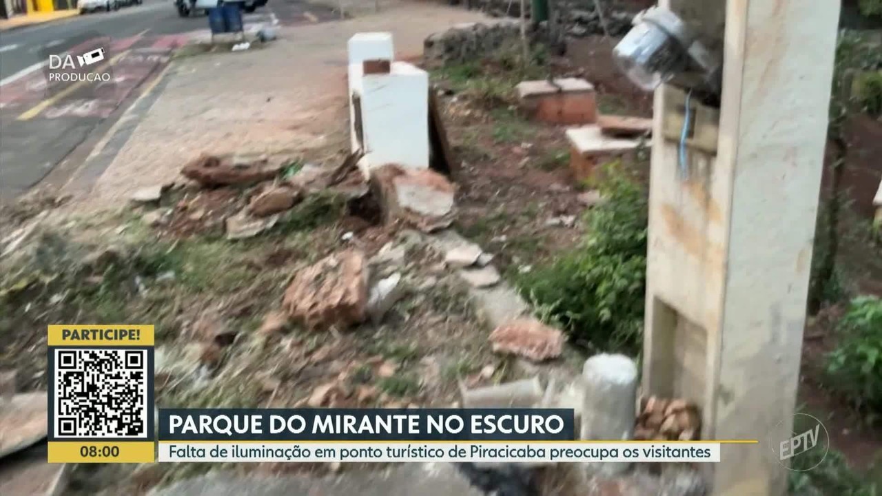 Parque do Mirante no breu: sem luz, frequentadores do ponto turístico de Piracicaba apontam falta de manutenção e insegurança