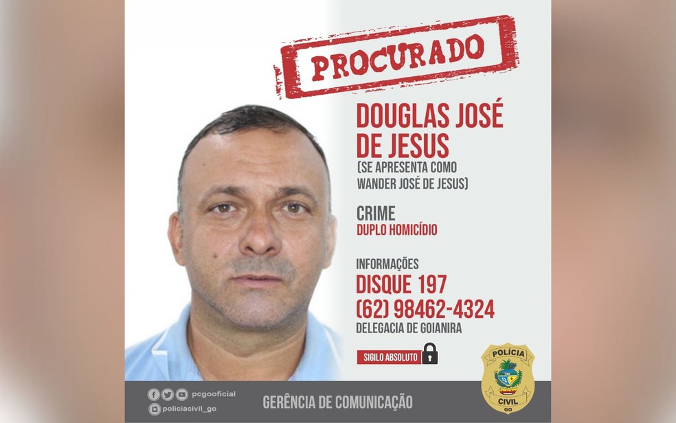 Polícia Civil divulga imagem de foragido Douglas José de Jesus, veja como denunciar — Foto: Divulgação/Polícia Civil