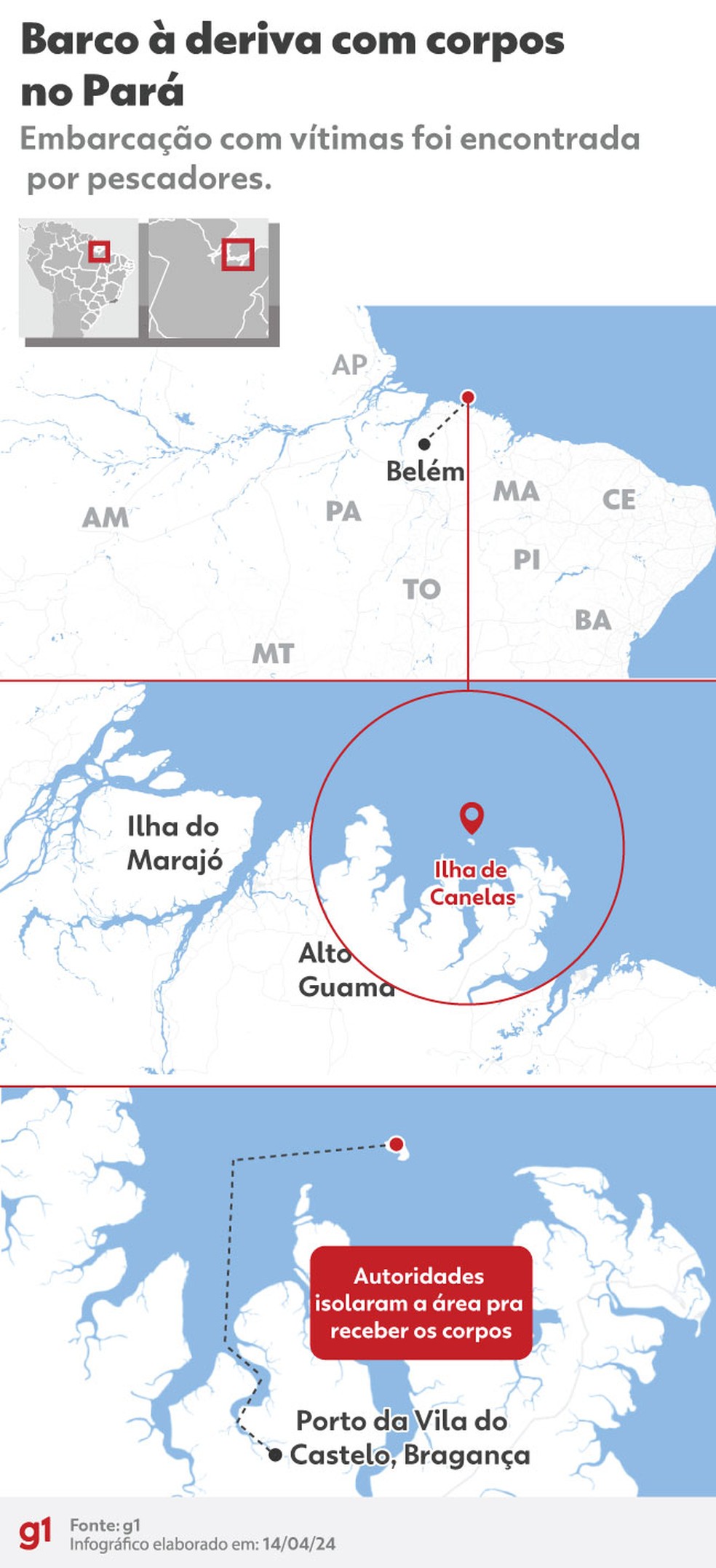 Infográfico: veja onde barco com corpos foi encontrado no Pará — Foto: G1
