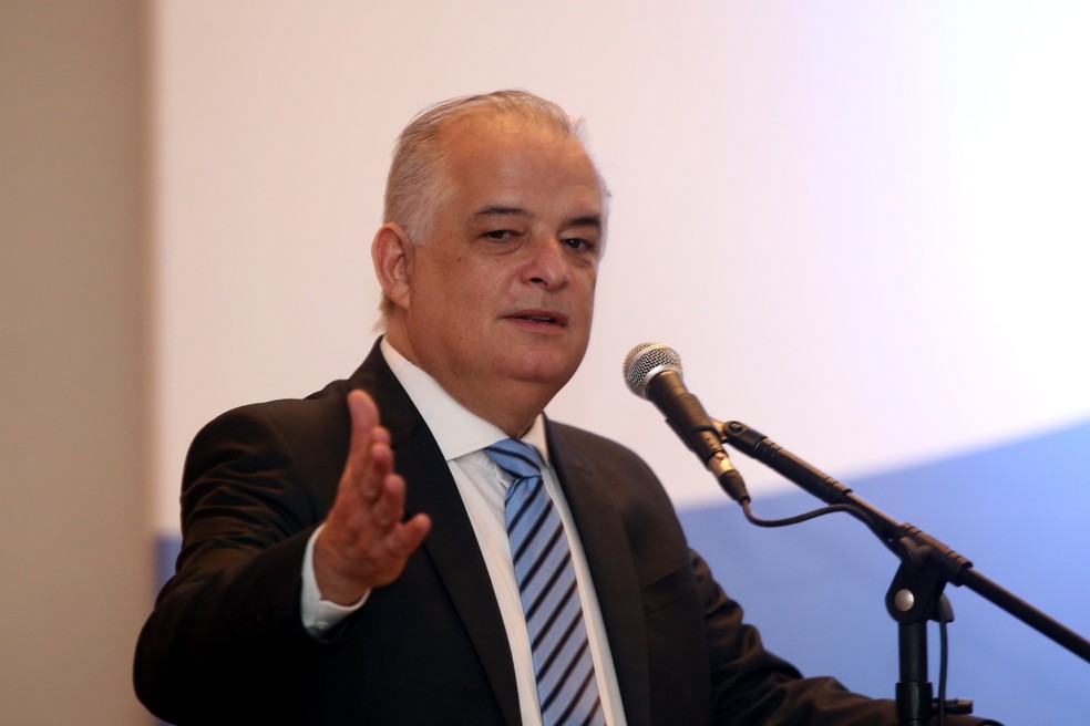 Ministro de Porto e Aeroportos, Márcio França, durante evento na Baixada Santista. — Foto: Alexsander Ferraz/A Tribuna Jornal