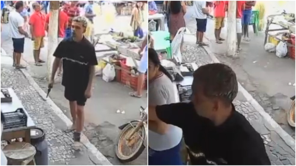 Homem com tornozeleira eletrônica tenta matar comerciante em feira. — Foto: Reprodução