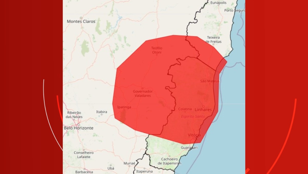 INMET emite alerta vermelho de 'grande perigo' para 125 cidades do Leste de MG