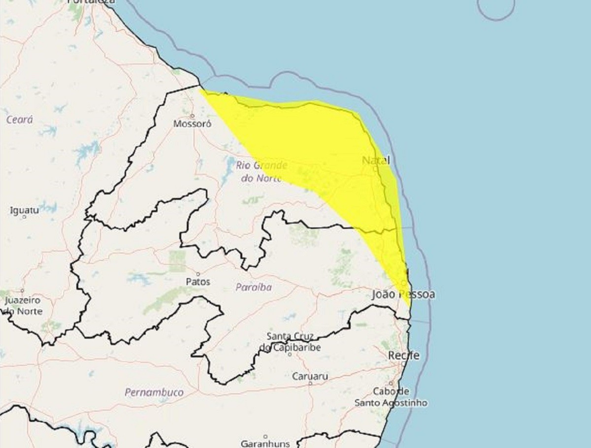 Inmet alerta para chuvas em 85 cidades do RN; veja quais