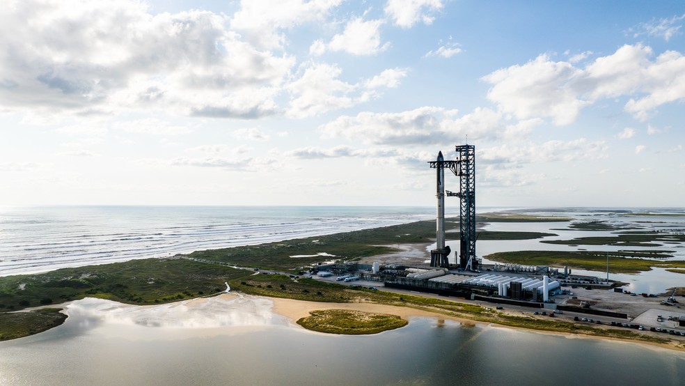 Starship, nave mais poderosa do mundo, em foto divulgada em 11 de outubro de 2024 — Foto: Divulgação/SpaceX