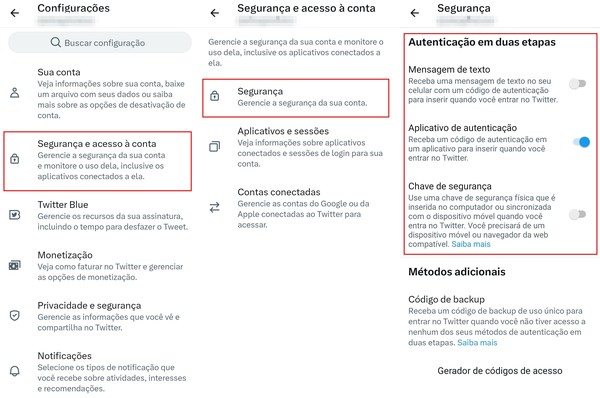 Como ativar autenticação de dois fatores no Twitter — Foto: Reprodução