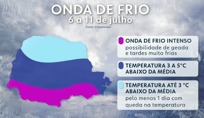 Onda de frio despenca temperaturas no Paraná nos próximos dias; veja previsão do tempo
