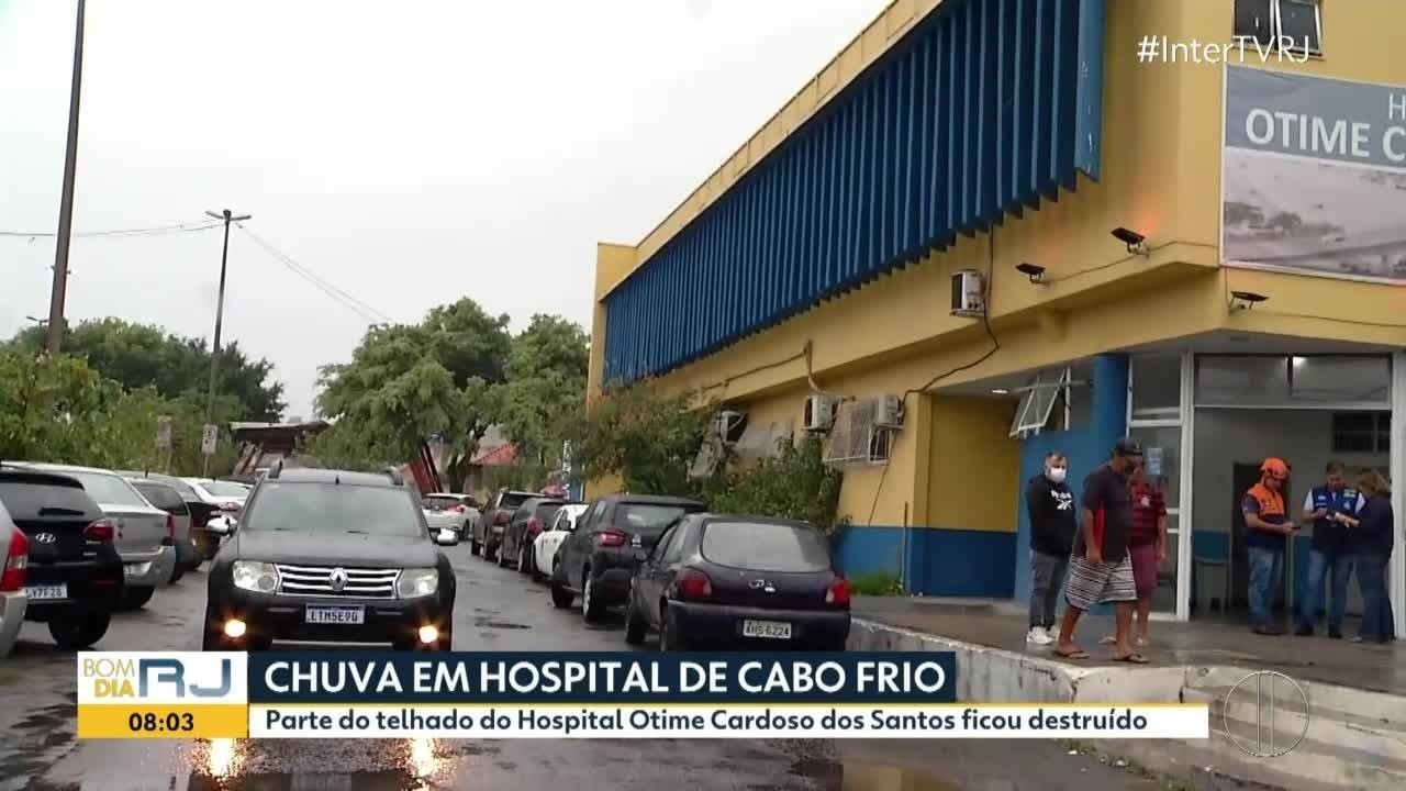 Chuva alaga enfermaria de hospital no Jardim Esperança, em Cabo Frio; área é interditada 