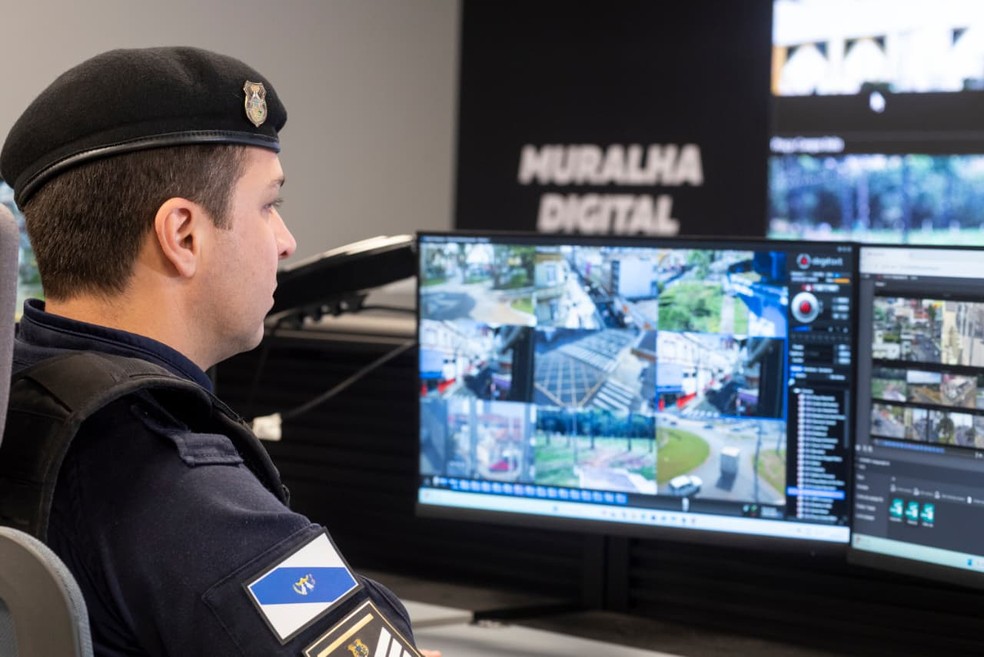 Sistema "Muralha Digital" tem câmeras de reconhecimento facial espalhadas por Ponta Grossa — Foto: Guarda Civil Municipal