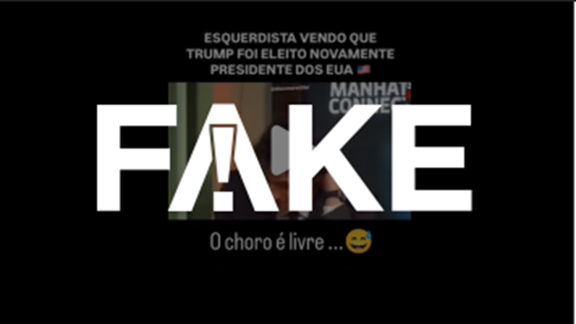 É #FAKE que vídeo mostre choro de Guga Chacra após vitória de Trump 