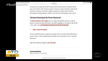 Concursos públicos abertos são destaques no g1 Tocantins