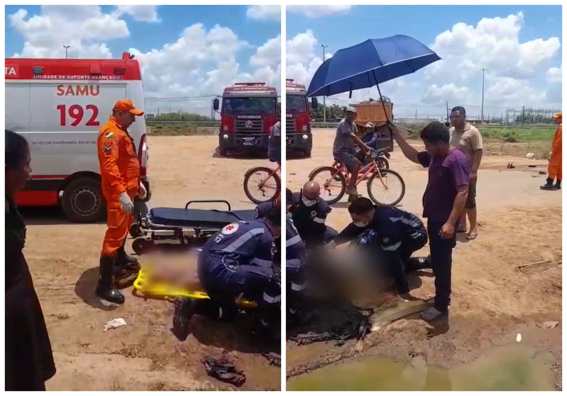 Motociclista pega fogo e fica gravemente ferido após bater em caçamba em Boa Vista