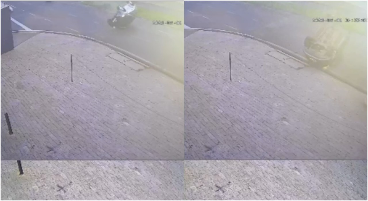 VÍDEO: carro bate em outro veículo e capota em avenida de Votorantim 