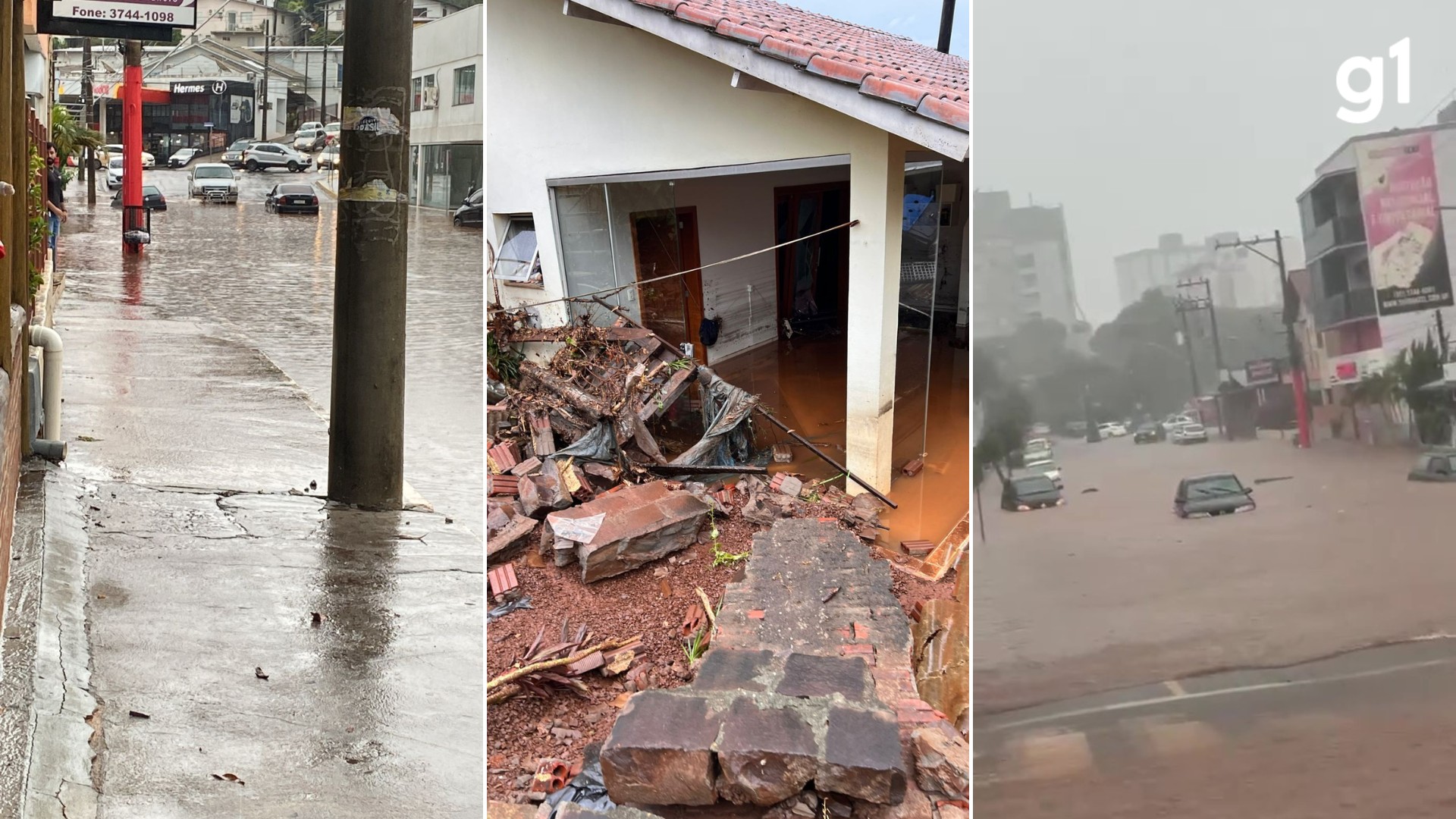 Temporal causa estragos e carros ficam parcialmente submersos em Frederico Westphalen